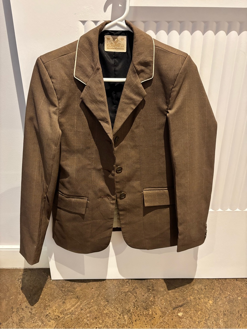 Classic Brown Kids' Blazer with Contrast Piping
